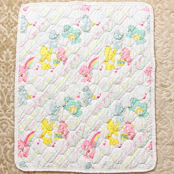 Care Bears Bedding Vintage 8s Care Bears Pastel Square Baby Blanket